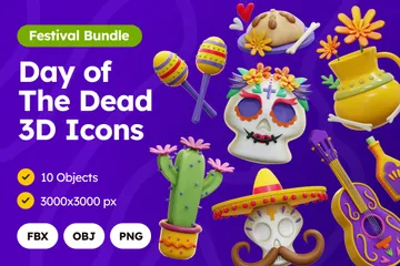 Dia dos Mortos Pacote de Icon 3D