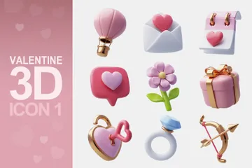 Dia dos namorados e amor Pacote de Icon 3D