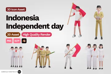 Dia Independente da Indonésia Pacote de Illustration 3D