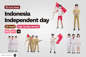 Día Independiente de Indonesia Paquete de Illustration 3D