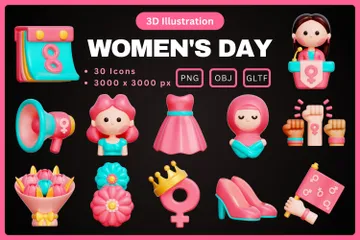 Dia Internacional da Mulher Pacote de Icon 3D