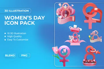 Dia Internacional da Mulher Pacote de Icon 3D