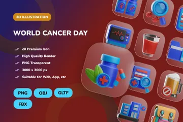 Día Mundial contra el Cáncer Paquete de Icon 3D