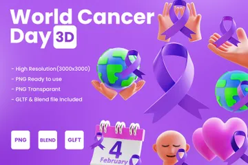 Día Mundial contra el Cáncer Paquete de Icon 3D