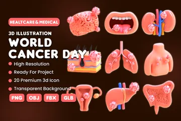 Día Mundial contra el Cáncer Paquete de Icon 3D