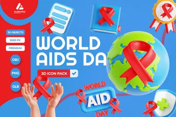 Dia Mundial da Aids Pacote de Icon 3D