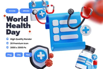Dia Mundial da Saúde Pacote de Icon 3D