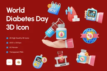 Día Mundial de la Diabetes Paquete de Icon 3D