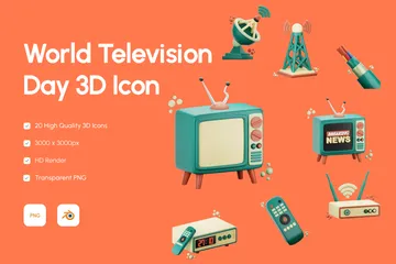 Día Mundial de la Televisión Paquete de Icon 3D