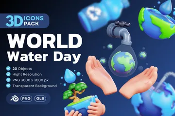 Dia Mundial del Agua Paquete de Icon 3D