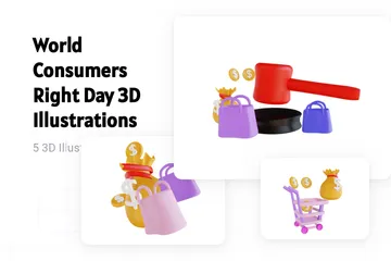 Día Mundial de los Derechos del Consumidor Paquete de Illustration 3D