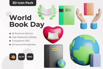 Día Mundial del Libro Paquete de Icon 3D