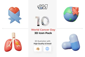 Dia Mundial do Câncer Pacote de Icon 3D