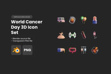 Dia Mundial do Câncer Pacote de Icon 3D