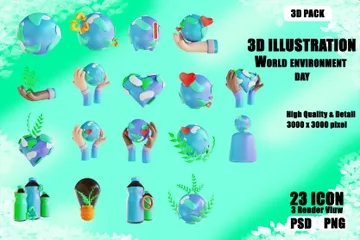 Dia Mundial do Meio Ambiente Pacote de Illustration 3D