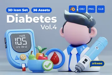 Diabetes Pacote de Icon 3D