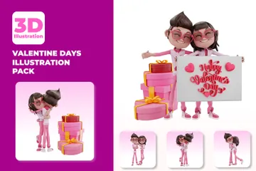 Días de San Valentín Paquete de Illustration 3D
