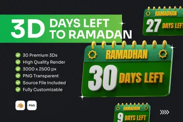 Dias restantes para o Ramadã Pacote de Icon 3D