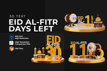 Días que quedan para Eid Al-Fitr Paquete de Illustration 3D