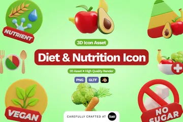 Diät und Ernährung 3D Icon Pack