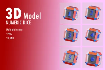 Free Dice With Face Numbers 3D Icon Pack