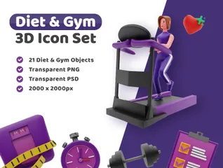Diet And Gym 3D Illustration Pack