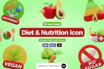 Dieta e Nutrição Pacote de Icon 3D