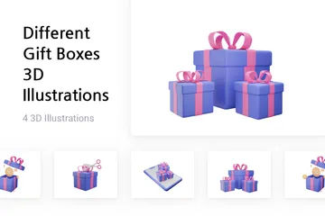 Diferentes cajas de regalo Paquete de Illustration 3D