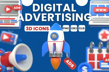 Digital Advertising 3D Icon Pack