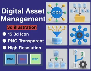 Digital Asset Management 3D Icon Pack