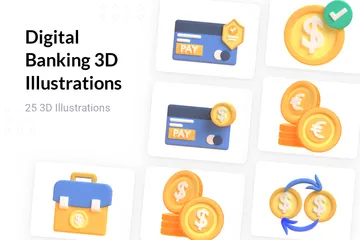 디지털 뱅킹 3D Illustration 팩