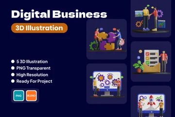 Digitales Geschäft 3D Illustration Pack
