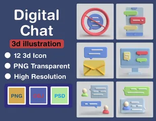 Digital Chat 3D Icon Pack