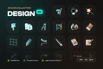 Digital Design Tool 3D Icon Pack