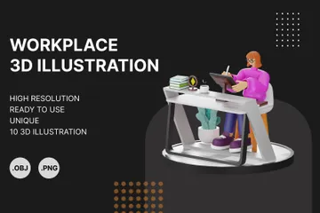 Digital Entrepreneur Workspace 3D Illustration Pack