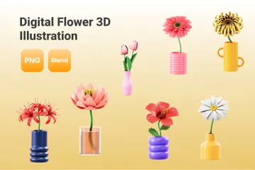 Digital Flower 3D Icon Pack
