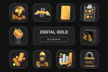 Digital Gold 3D Icon Pack
