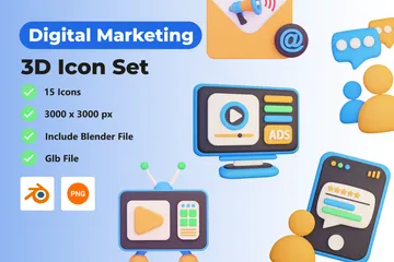 Digital Marketing 3D Icon Pack