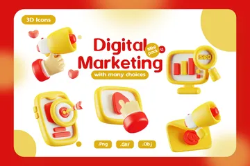 Digital Marketing 3D Icon Pack