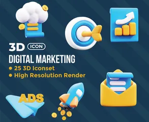 Digital Marketing 3D Icon Pack