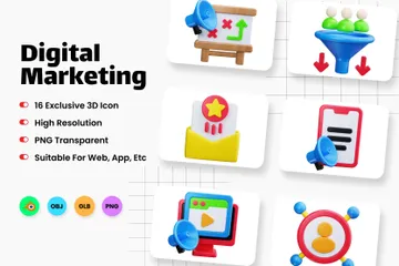 Digital Marketing 3D Icon Pack