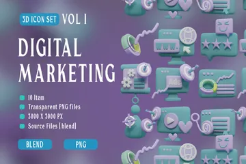 Digital Marketing 3D Icon Pack