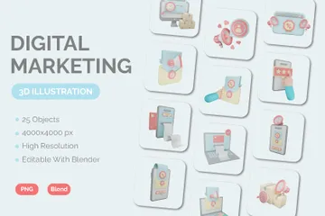 Digital Marketing 3D Icon Pack