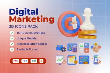 Digital Marketing 3D Icon Pack