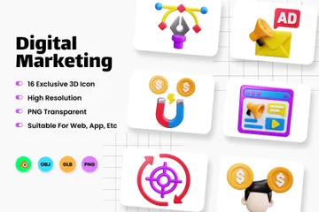 Digital Marketing 3D Icon Pack