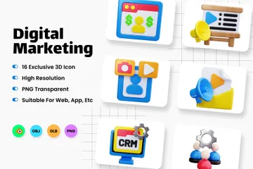 Digital Marketing 3D Icon Pack