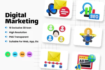 Digital Marketing 3D Icon Pack