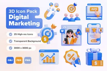Digital Marketing 3D Icon Pack