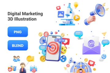 Digital Marketing 3D Icon Pack