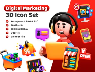 Digital Marketing 3D Illustration Pack